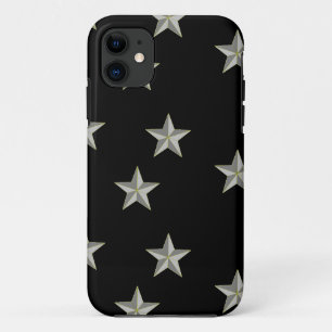 Capa Para iPhone 11 padrão das estrelas da cinza em preto