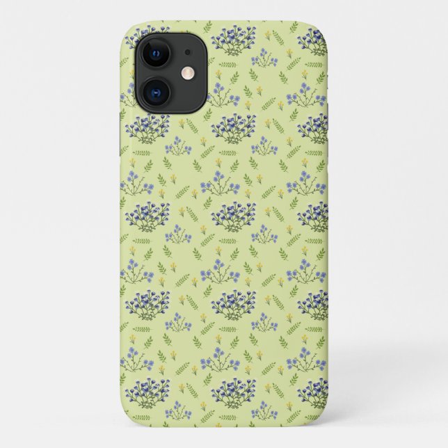 Capa Para iPhone 11 padrão das flores roxas e amarelas (Verso)