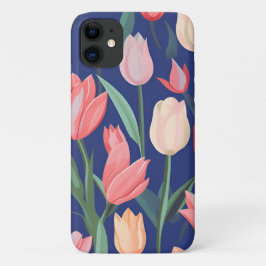 Capa Para iPhone 11 Padrão das tulipas.