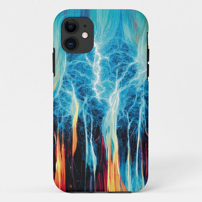 Capa Para iPhone 11 Padrão de Abstrato de Energia Elétrica Vermelha e  (Verso)