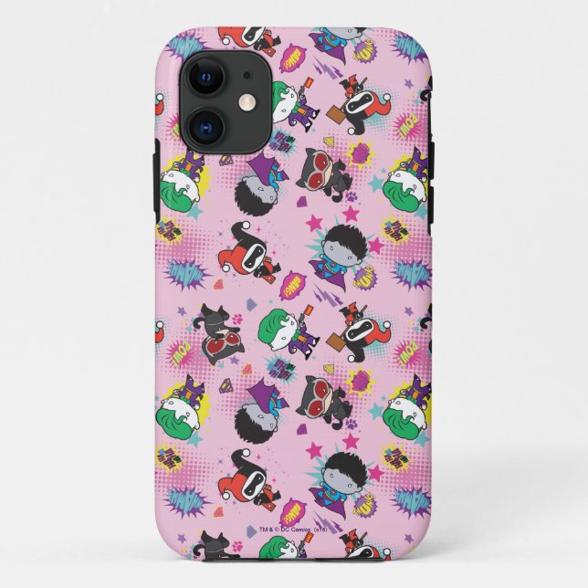 Capa Para iPhone 11 Padrão de Ação de Chibi Super Villain (Verso)