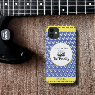 Capa Para iPhone 11 Padrão de água retrô azul Lontra Canoa Nome person
