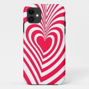 Capa Para iPhone 11 Padrão de Amor do Coração Hipnótico Triquete Branc