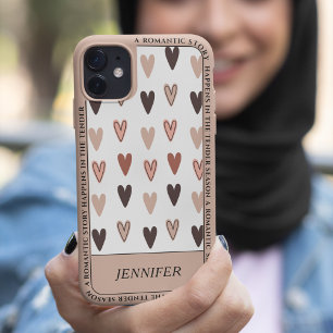 Capa Para iPhone 11 Padrão de Amor Super Bonito e Colorido   Nome Purp