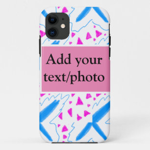 Capa Para iPhone 11 Padrão de aquarela azul rosa adicionar nome texto