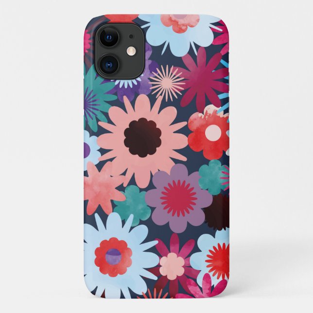 Capa Para iPhone 11 Padrão de Aquarela Floral (Verso)