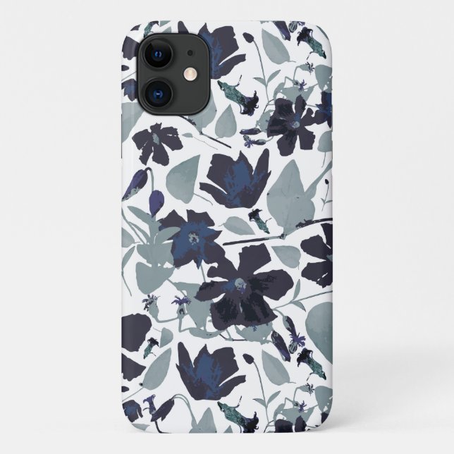 Capa Para iPhone 11 Padrão de Aquarela Floral da Vinha Flor (Verso)