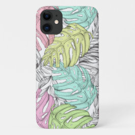 Capa Para iPhone 11 Padrão de aquarela pastosa monstera tropical