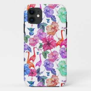 Capa Para iPhone 11 Padrão de Aquarela Tropical