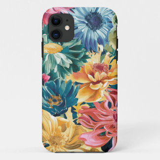 Capa Para iPhone 11 Padrão de Arte do Flor Laranja Amarelo Verde Cor-d