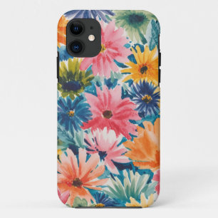 Capa Para iPhone 11 Padrão de Arte do Flor Laranja Amarelo Verde Cor-d
