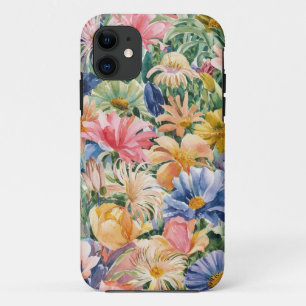 Capa Para iPhone 11 Padrão de Arte do Flor Laranja Amarelo Verde Cor-d