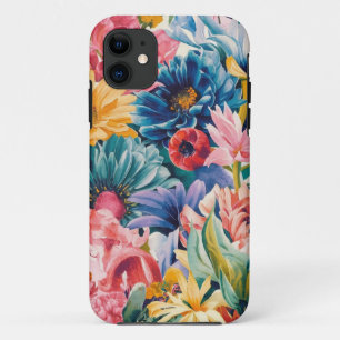 Capa Para iPhone 11 Padrão de Arte do Flor Laranja Amarelo Verde Cor-d