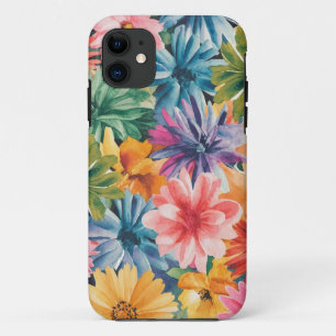 Capa Para iPhone 11 Padrão de Arte do Flor Laranja Amarelo Verde Cor-d