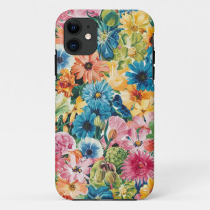 Capa Para iPhone 11 Padrão de Arte do Flor Laranja Amarelo Verde Cor-d