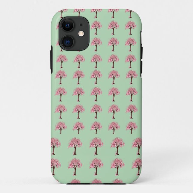 Capa Para iPhone 11 Padrão de Árvores Rosa (Verso)