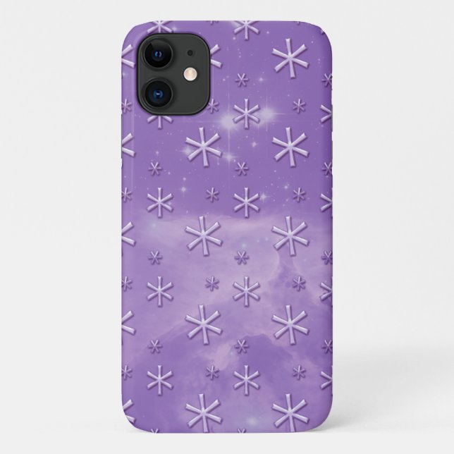 Capa Para iPhone 11 Padrão de Astrisk do Céu Estrelado Roxo (Verso)
