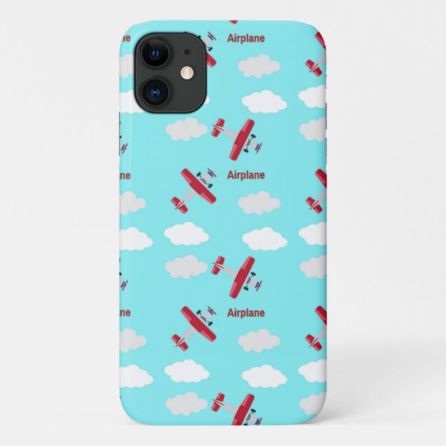 Capa Para iPhone 11 Padrão de avião em azul (Verso)