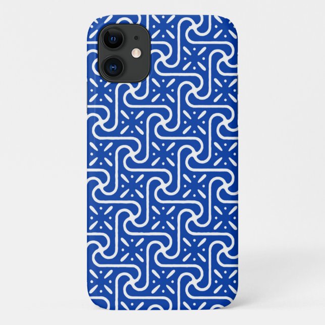 Capa Para iPhone 11 Padrão de azulejo egípcio, azul de cobalto e branc (Verso)