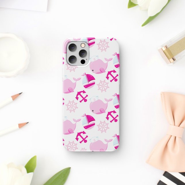 Capa Para iPhone 11 Padrão De Baleias, Baleias Cutas, Baleias Rosa (Criador carregado)