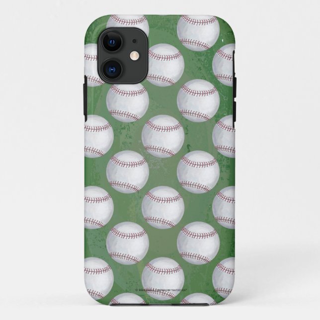 Capa Para iPhone 11 Padrão de baseball em verde (Verso)
