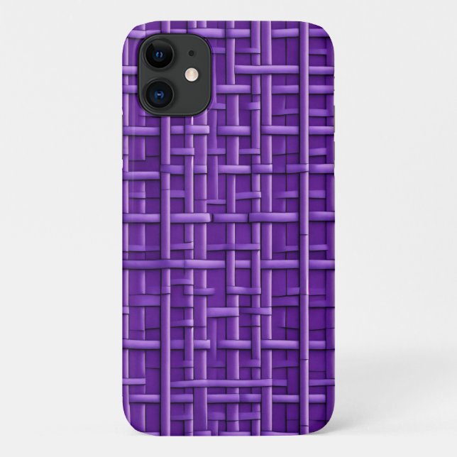 Capa Para iPhone 11 padrão de basketweave em roxo regal (Verso)