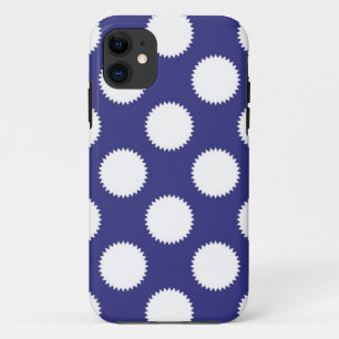 Capa Para iPhone 11 Padrão de bolinhas azul marinho e branco