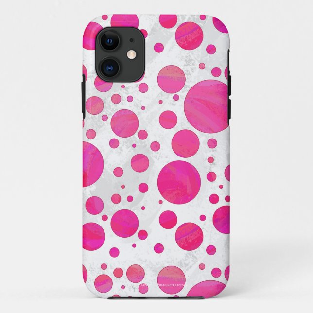 Capa Para iPhone 11 Padrão de Bolinhas de Paixão Rosa (Verso)