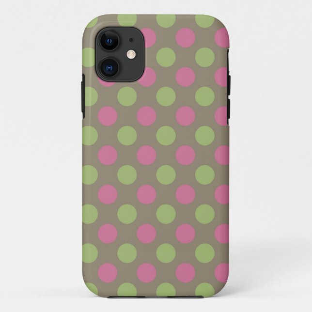 Capa Para iPhone 11 Padrão de bolinhas verde e rosa iphone 5 caixa (Verso)