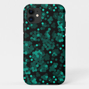 Capa Para iPhone 11 Padrão de bolinhas verde turquesa a preto