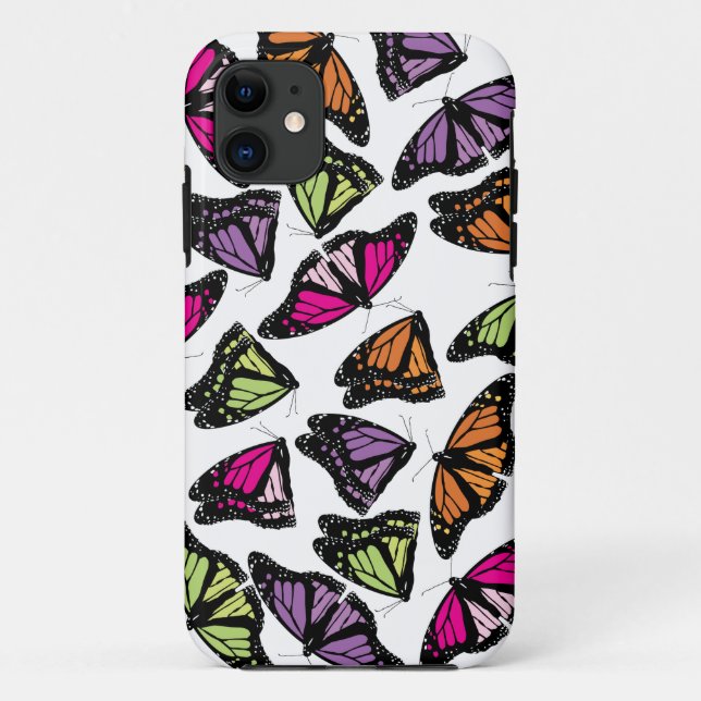 Capa Para iPhone 11 Padrão de borboletas coloridas (Verso)