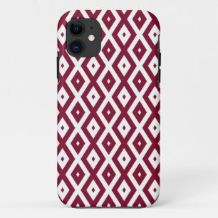 Capa Para iPhone 11 Padrão de borgonha e diamante branco