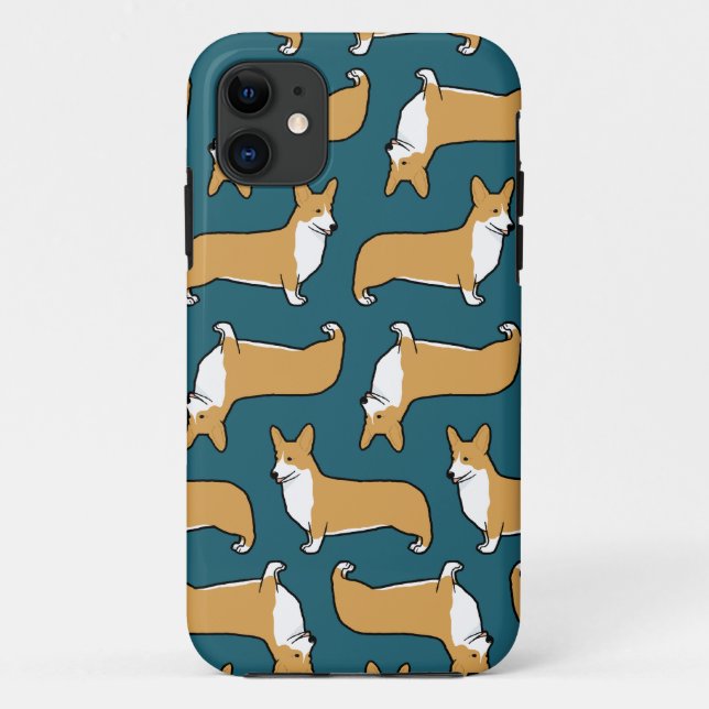 Capa Para iPhone 11 Padrão de Cães Corgi Galês de Pembroke (Verso)