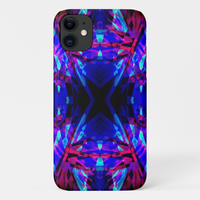 Capa Para iPhone 11 Padrão de caleidoscópio azul e vermelho (Verso)