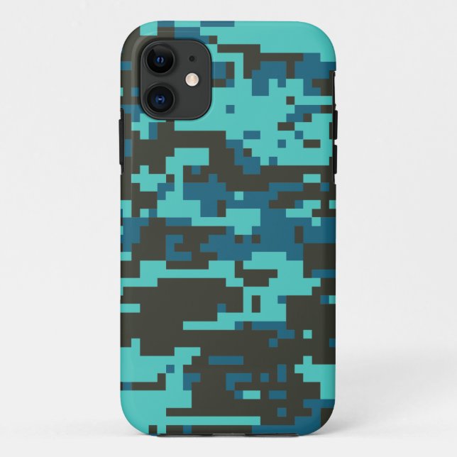 Capa Para iPhone 11 Padrão de Camo Digital Blues (Verso)