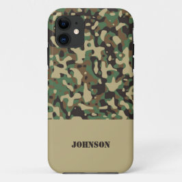 Capa Para iPhone 11 Padrão de camuflagem de nome personalizado