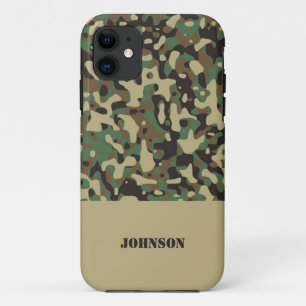 Capa Para iPhone 11 Padrão de camuflagem de nome personalizado