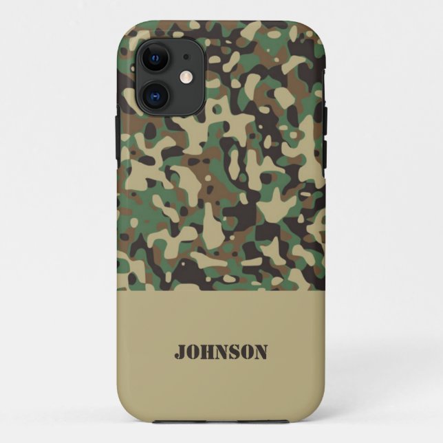 Capa Para iPhone 11 Padrão de camuflagem de nome personalizado (Verso)