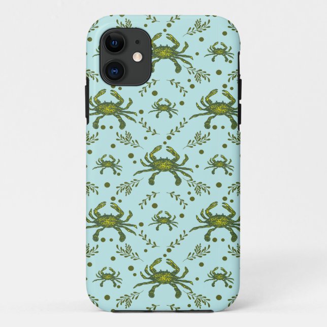 Capa Para iPhone 11 Padrão de Caranguejos Aquáticos (Verso)