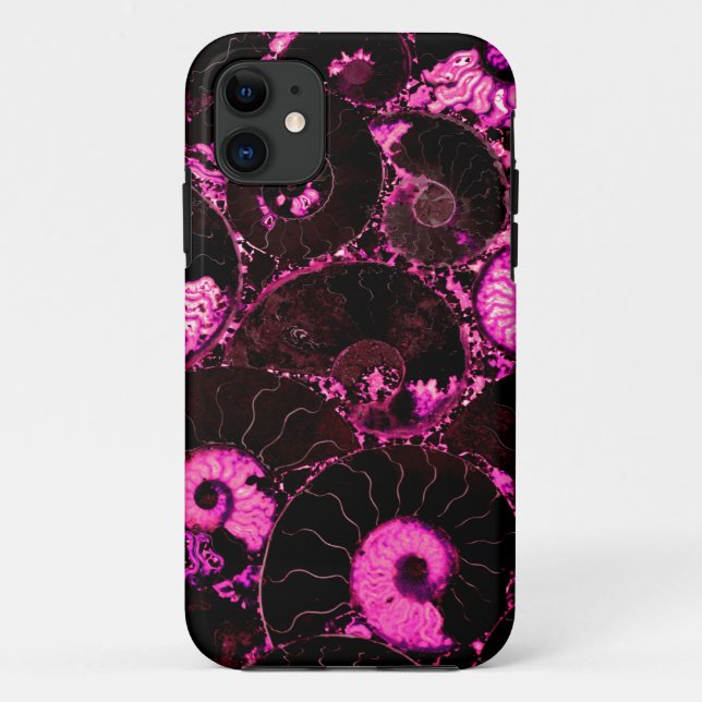 Capa Para iPhone 11 Padrão de casca fóssil Nautilus rosa (Verso)