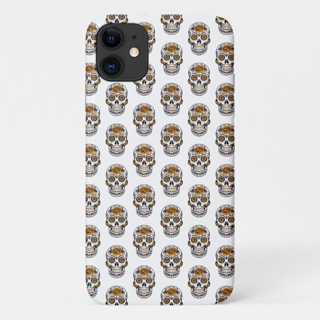 Capa Para iPhone 11 Padrão de Caveiras Florais (Verso)