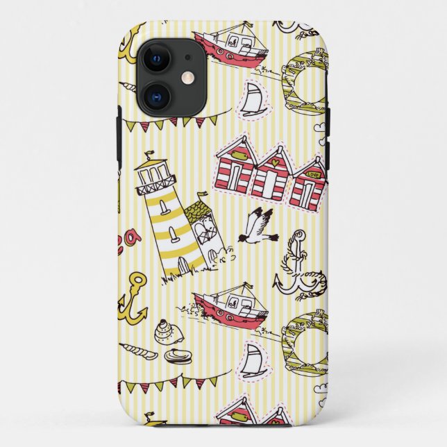 Capa Para iPhone 11 Padrão de Cena de Praia Cuta (Verso)