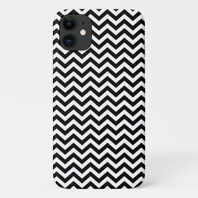 Capa Para iPhone 11 Padrão De Chevron Preto E Branco (Verso)