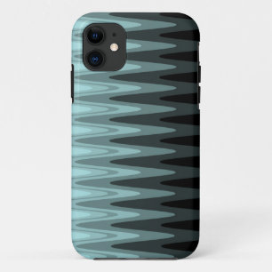 Capa Para iPhone 11 Padrão de Cinza de Teal Preto Zig Zag