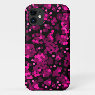 Capa Para iPhone 11 Padrão de confete de bolinhas rosa e burgundy