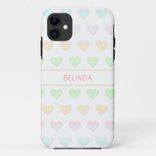 Capa Para iPhone 11 Padrão de Coração de Cor Pastel Moderna em Estojo