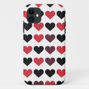 Capa Para iPhone 11 Padrão de Coração Vermelho e Negro