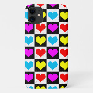 Capa Para iPhone 11 Padrão de Corações Coloridos Verificados