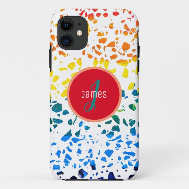 Capa Para iPhone 11 Padrão de cores personalizado do Abstrato Terrazzo (Verso)