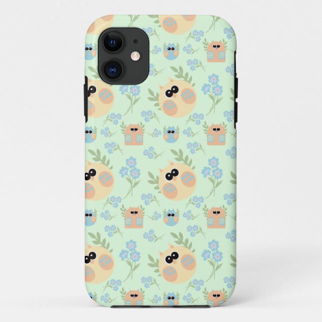 Capa Para iPhone 11 padrão de corujas (Verso)